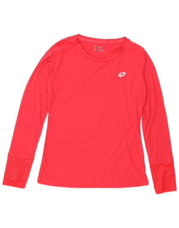 Lotto Top Mujer Manga Larga UK 44 Grande Algodón Manchado Rosa