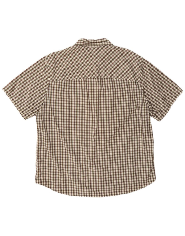 Jack Wolfskin Camisa de manga corta para hombre con ajuste regular UK 44/46 XL Brown Check
