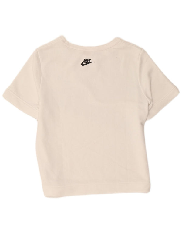 Nike - Sudadera gráfica de manga corta para mujer, talla 40, color blanco