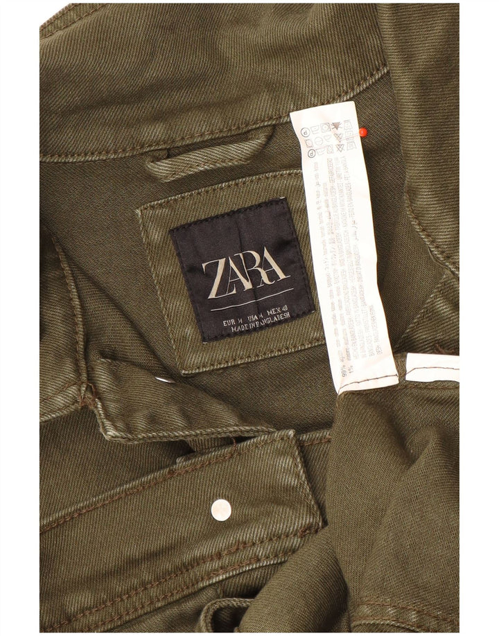 Zara Hombre Chaqueta Vaquera UK 38 Algodón Verde Medio