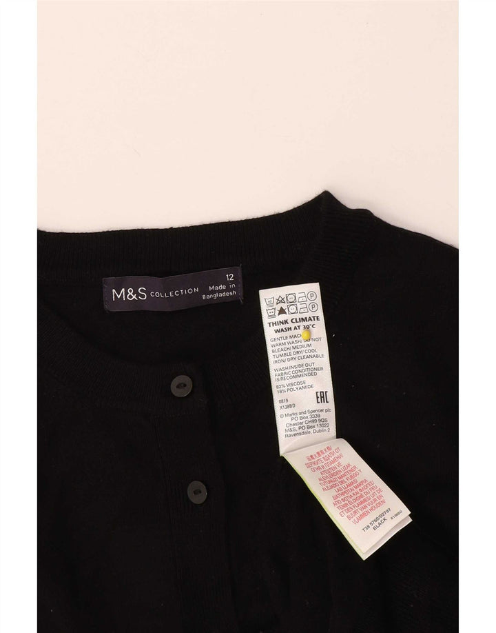 Marks & Spencer Suéter tipo cárdigan corto para mujer UK 42 Viscosa negra mediana