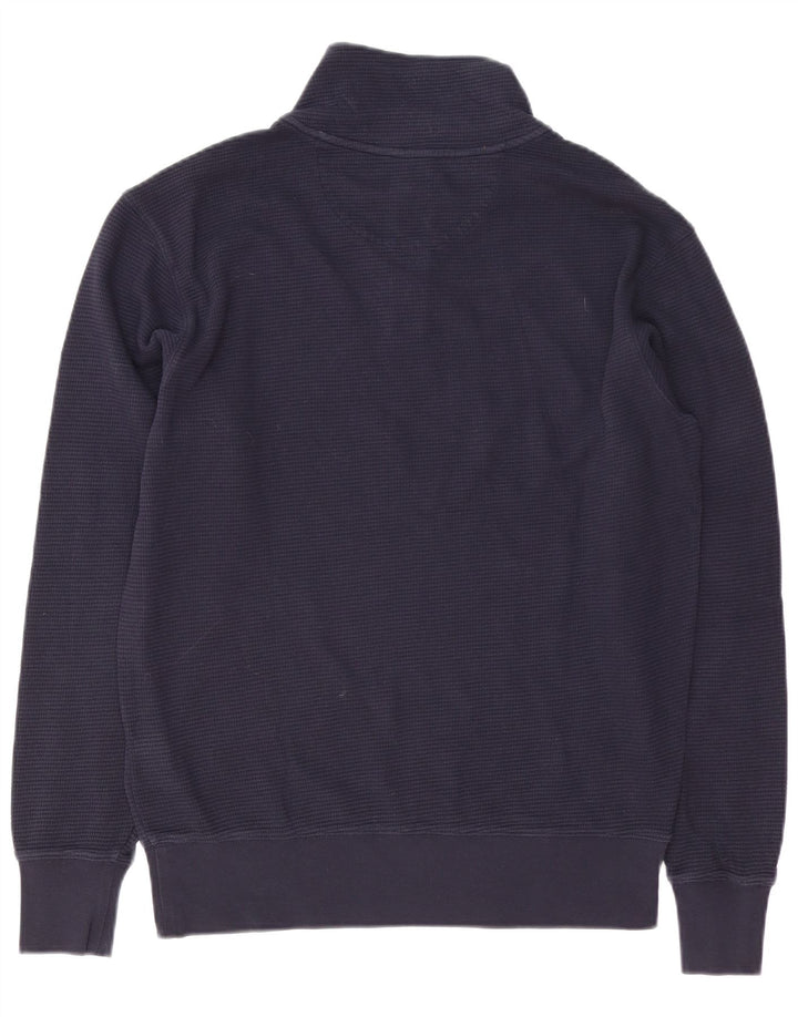 Gant Hombre Zip Neck Sudadera Jumper Small Azul Marino Algodón
