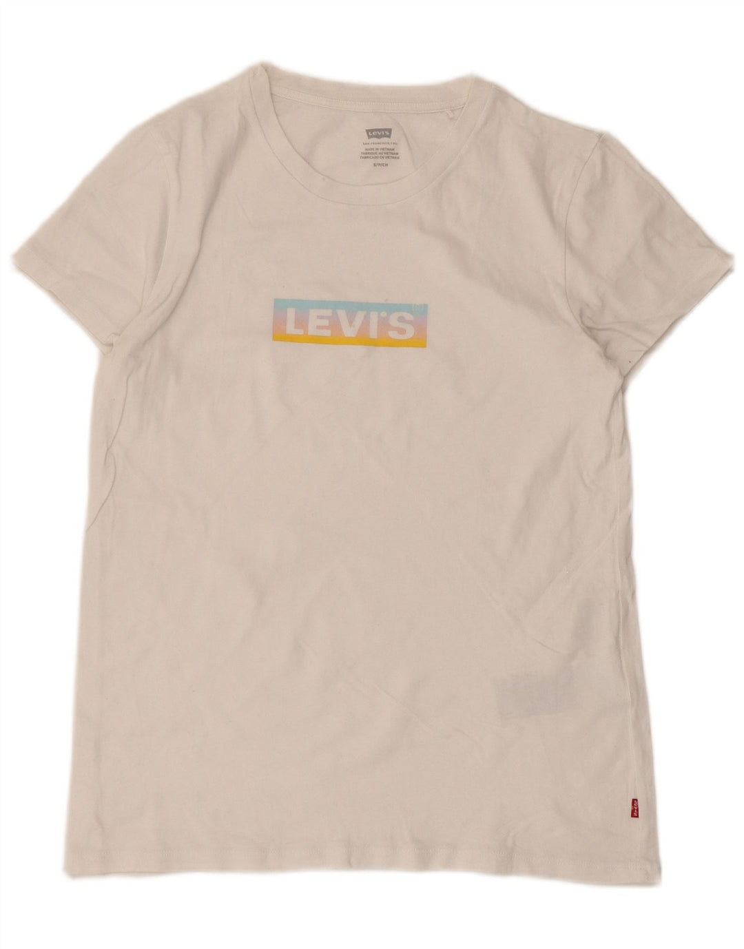 Levi's Camiseta gráfica para mujer Top UK 8 Small White Cotton