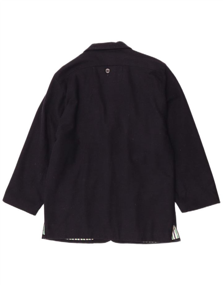 Vintage mujer 3 botones Blazer chaqueta Reino Unido 16 grande azul marino