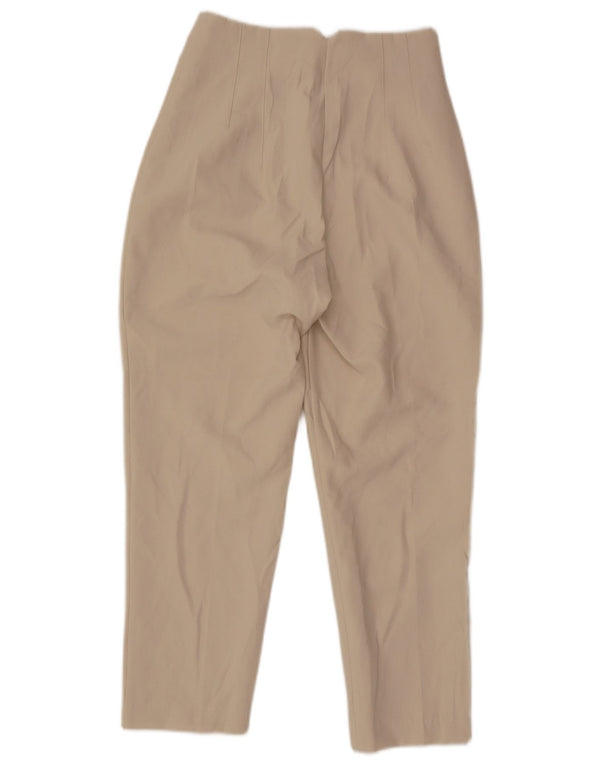 Zara Mujer Pantalones De Traje De Cintura Alta Pequeño W26 L25 Beige