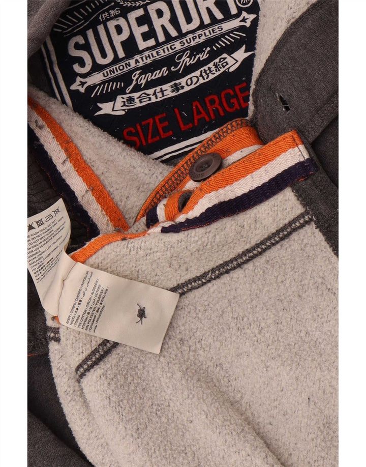 Superdry Sudadera Con Cuello Y Botones Gráficos Para Hombre Jersey De Algodón Gris Grande