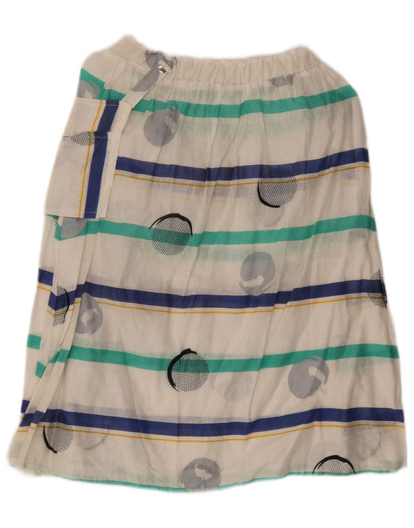 Falda midi vintage para mujer Reino Unido 14 Mediana W28 Algodón a rayas blancas