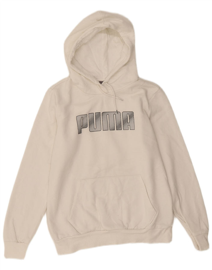 Puma Sudadera con capucha gráfica para mujer UK14 Algodón blanco mediano