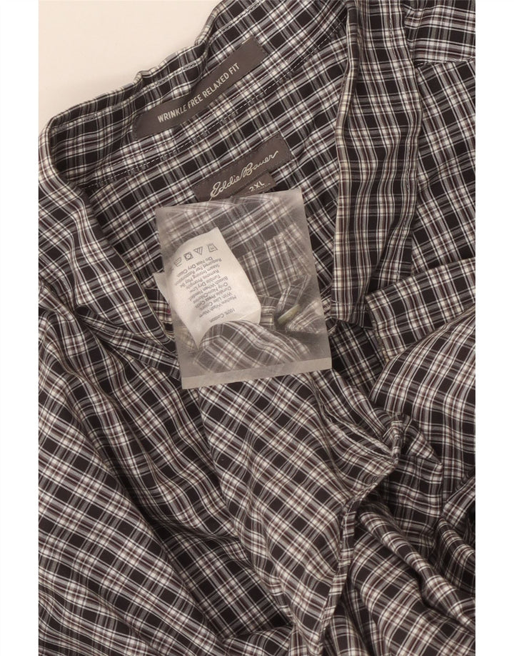 Eddie Bauer Camisa de ajuste relajado para hombre 2XL Algodón a cuadros negros