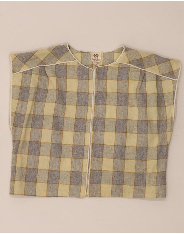 Vintage mujer oversize crop camisa blusa EU 34 XS amarillo comprobar