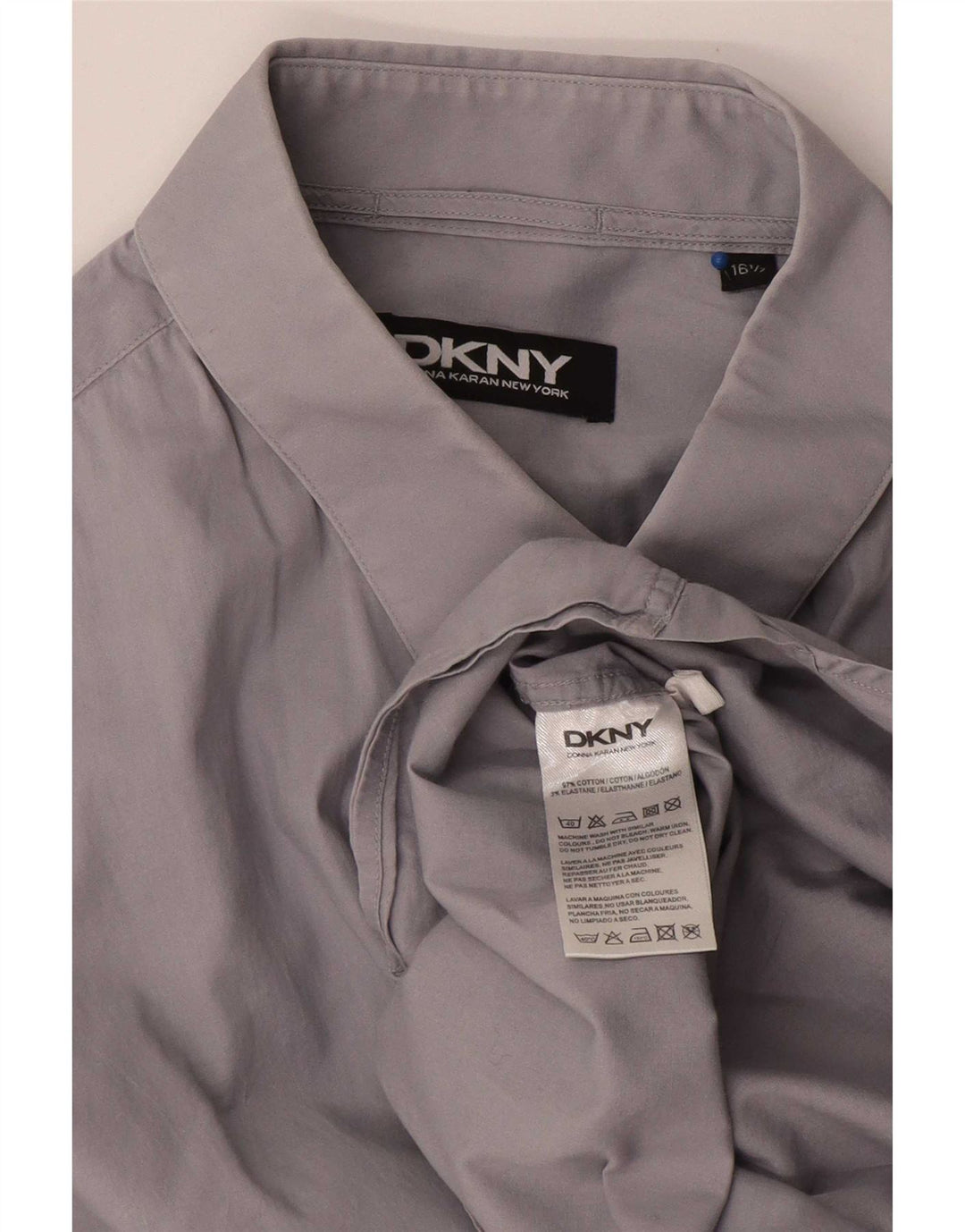 Camisa Dkny para hombre talla 16 1/2 grande gris algodón