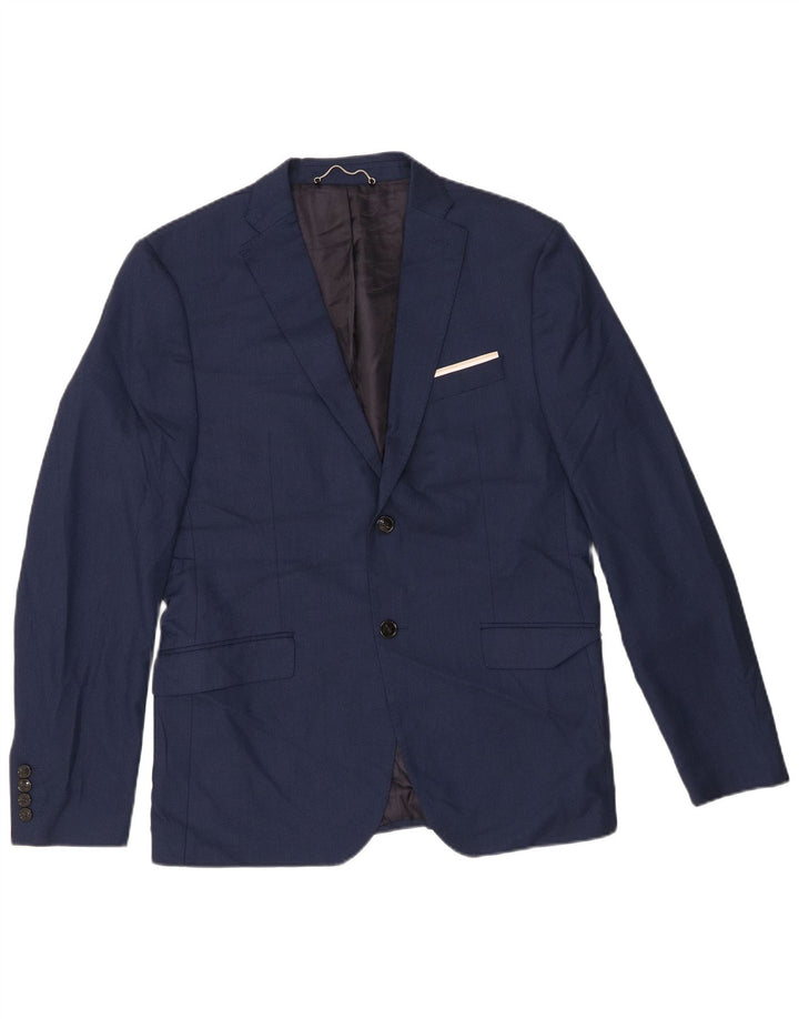 Zara Chaqueta tipo blazer de 2 botones para hombre EU 52 Grande Poliéster azul marino