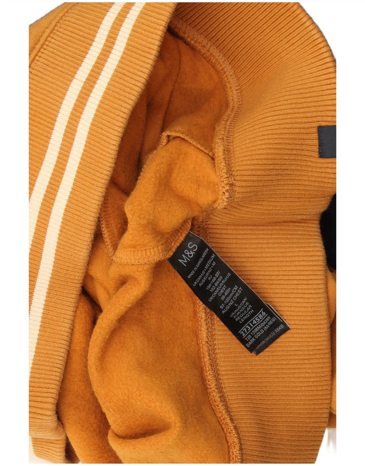Marks & Spencer Sudadera con cuello y cremallera para hombre, tipo jersey, color amarillo, talla grande