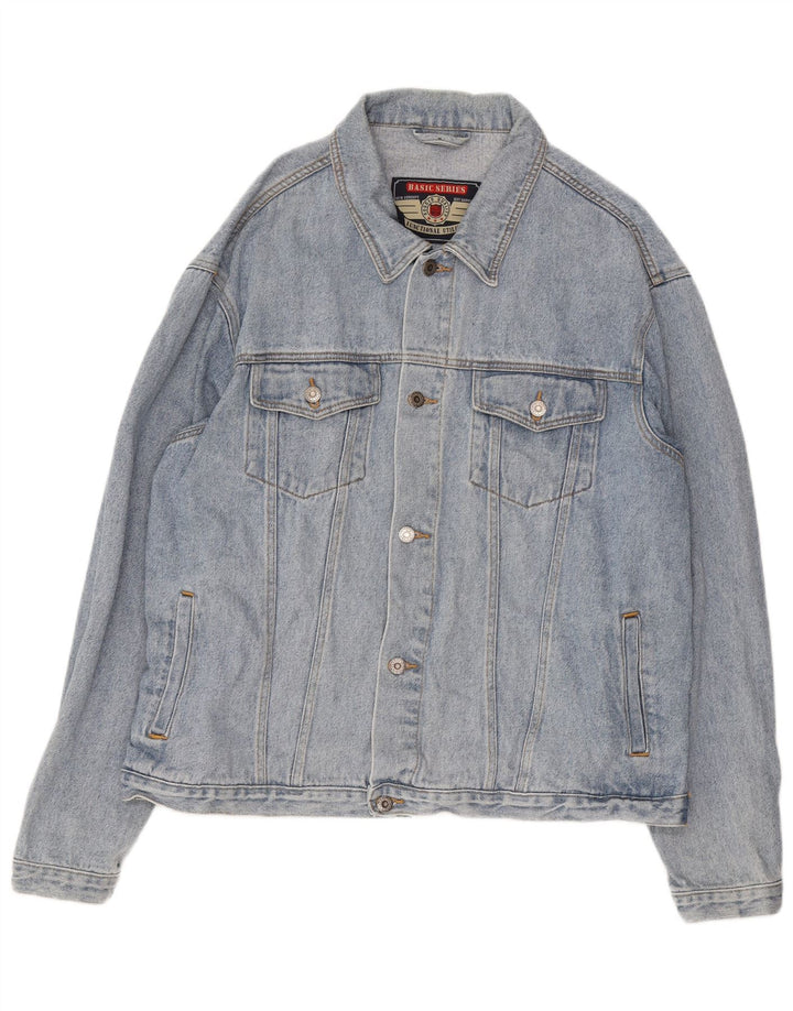 VINTAGE Mens Denim Jacket UK 44 2XL Blue Cotton