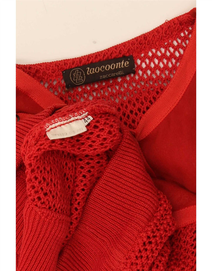 Vintage mujer ver a través de cárdigan suéter IT 44 rojo medio