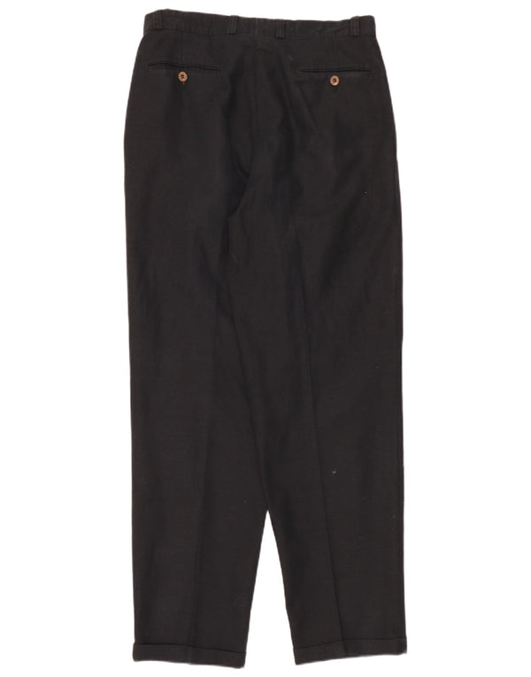 Vintage hombres pegados pantalones chinos IT 50 grande W32 L32 lino negro