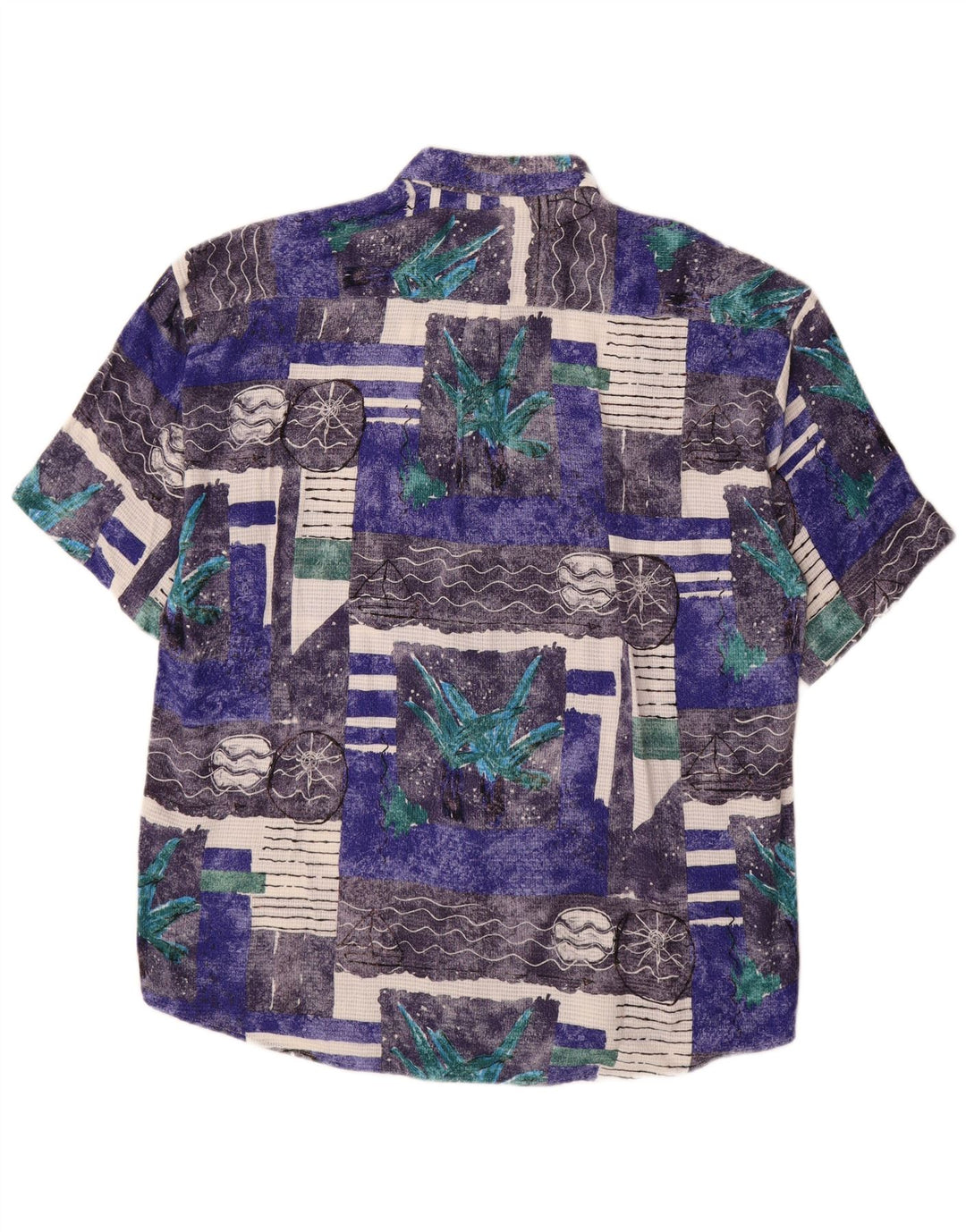 Conte Massimo Camisa de manga corta con estampado abstracto para hombre Talla 43/44 XL Azul