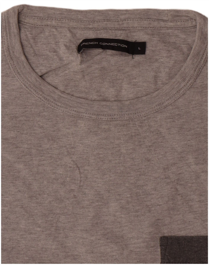 French Connection - Camiseta para hombre, talla grande, algodón gris