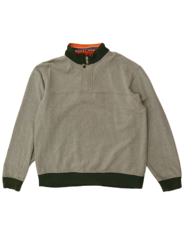Orvis Mens Zip Neck Sudadera Jumper Grande Algodón Verde