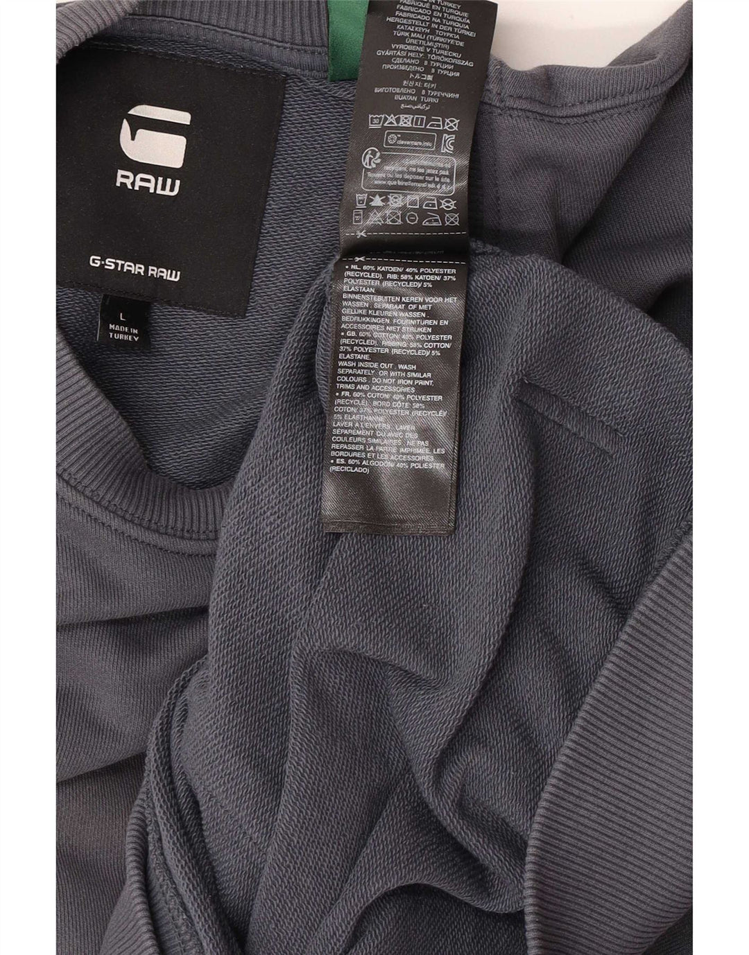 G-Star Hombre Sudadera Jumper Grande Gris Algodón