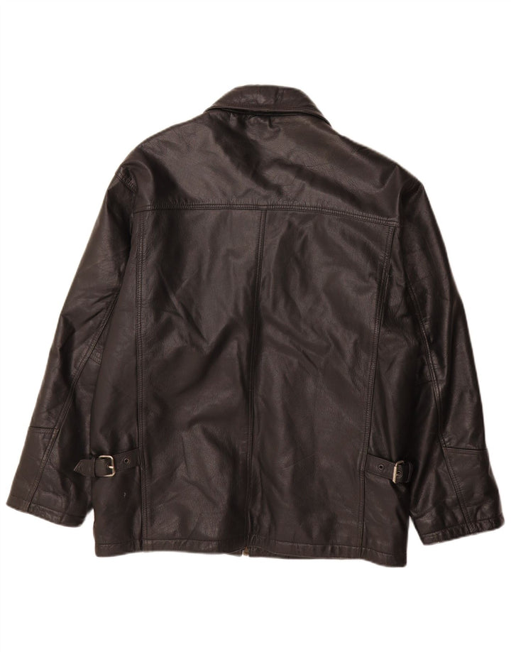 Vintage chaqueta de cuero para hombre Reino Unido 38 cuero negro medio