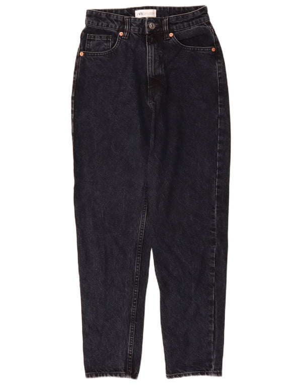 Zara Jeans Cónicos De Cintura Alta Para Mujer EU 34 2XS W24 L28 Azul Marino Algodón