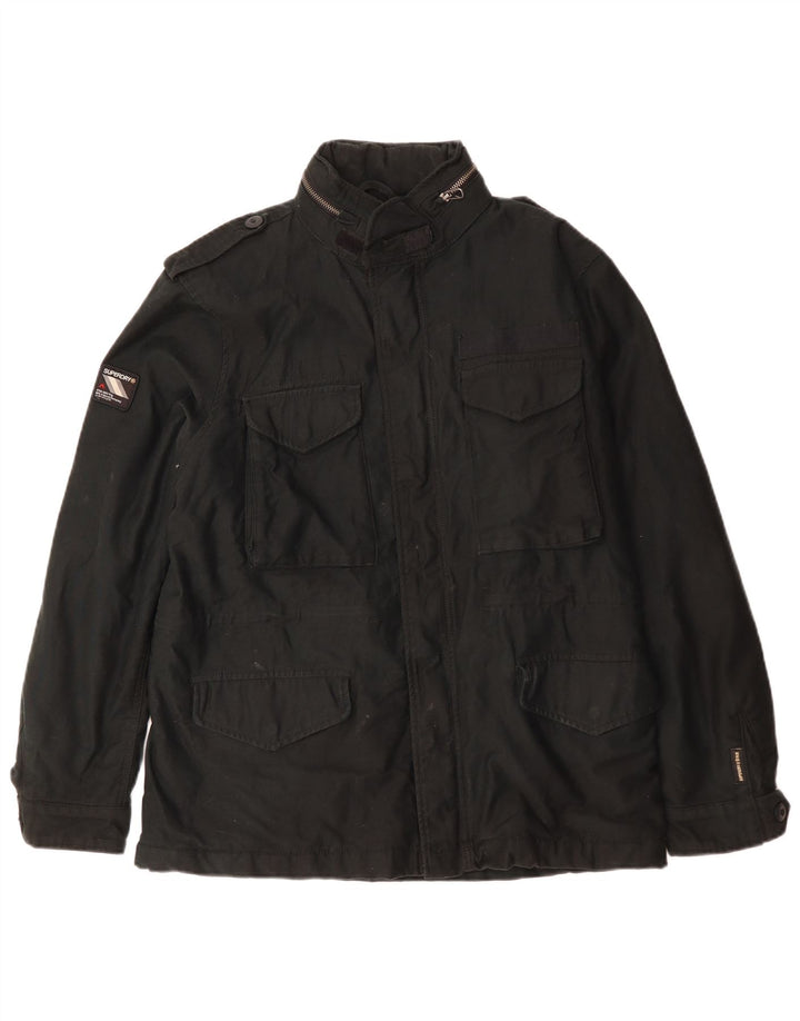 Superdry Chaqueta militar con capucha para hombre UK 40 Large Poliéster negro