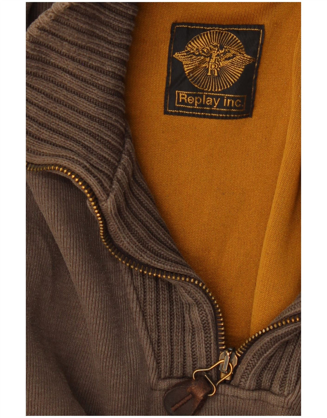 REPLAY Suéter tipo jersey con cuello y cremallera para hombre Gris medio