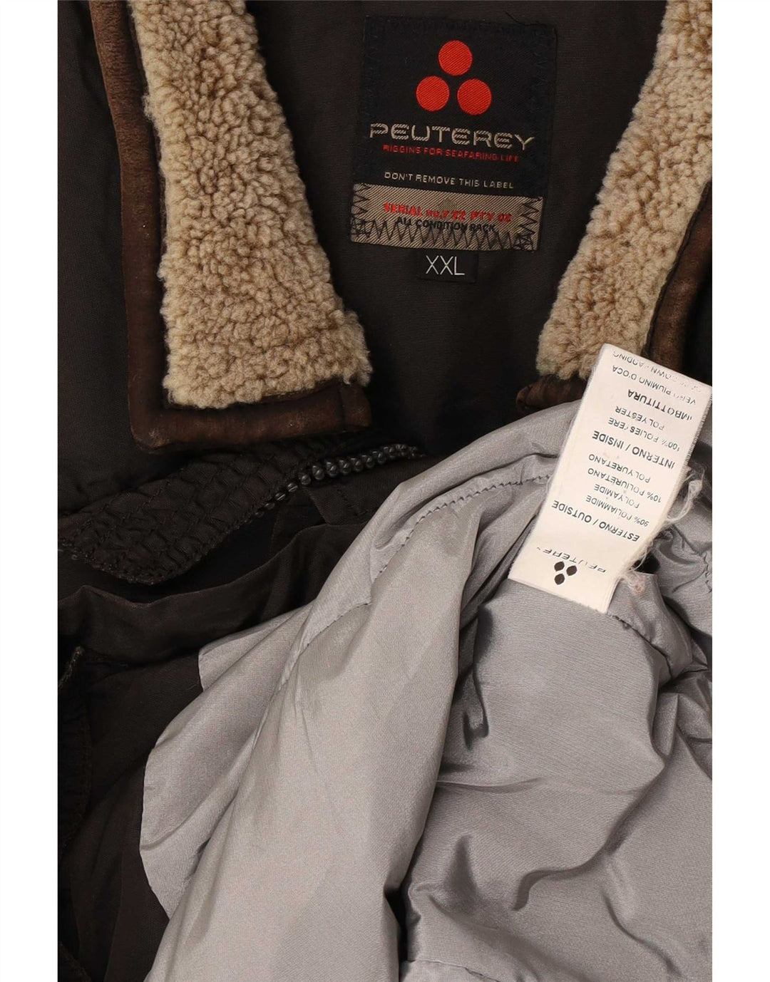 PEUTEREY Chaqueta utilitaria para hombre UK 44 2XL Marrón Poliamida