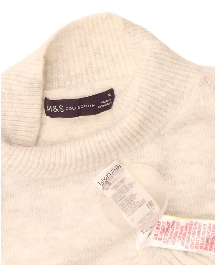 Marks & Spencer Jersey con cuello alto para mujer, talla 40, talla mediana, color blanco