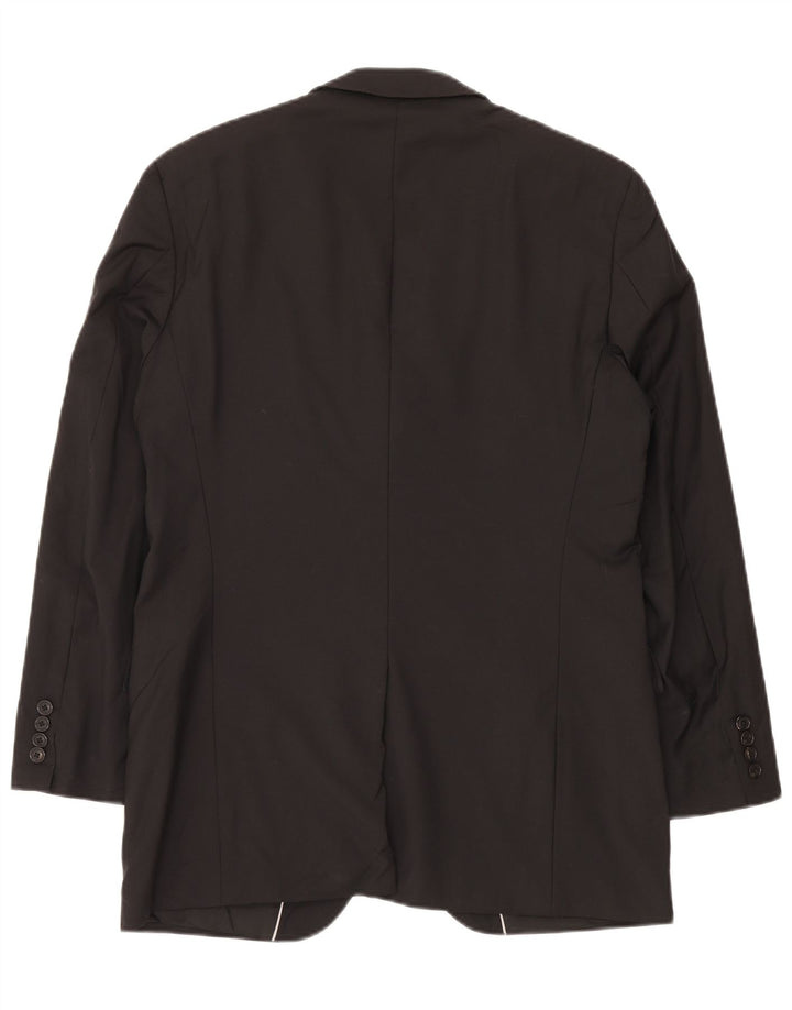 Vintage mujer 2 botones Blazer chaqueta US 40 grande negro virgen lana