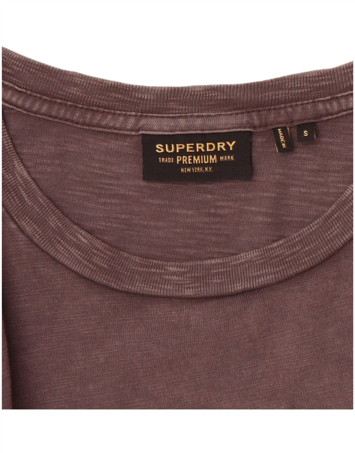 SUPERDRY Hombre Camiseta Top Small Gris Algodón