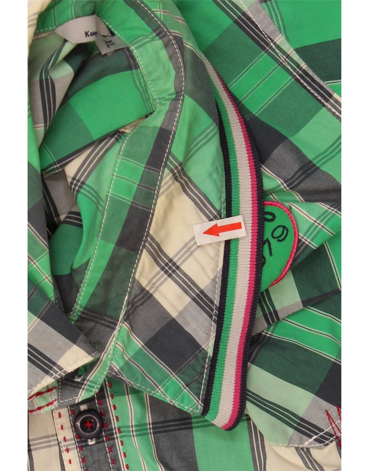 Kangaroos Camisa Manga Corta Hombre XL Algodón Cuadros Verdes