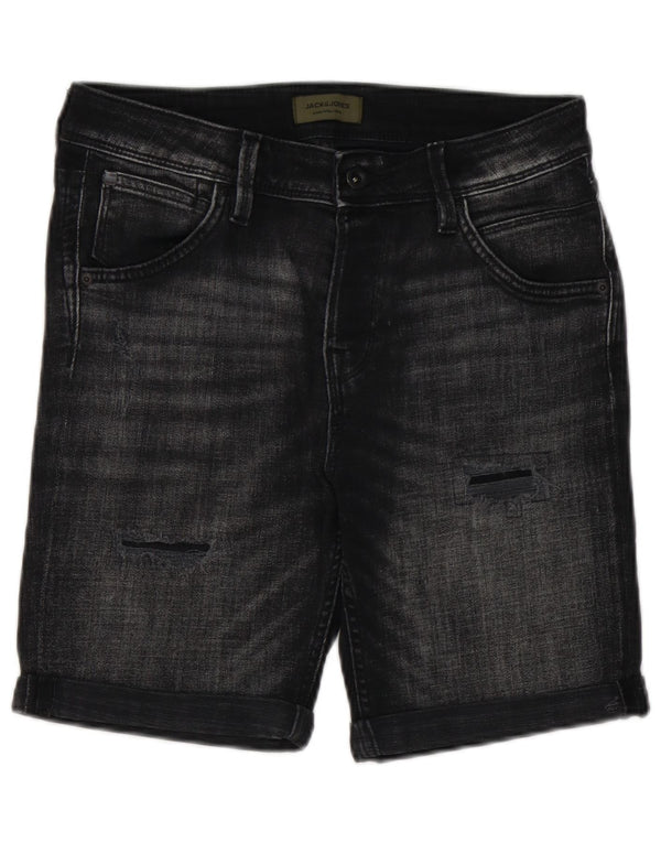 Jack & Jones Mens Shorts De Mezclilla Desgastados Pequeño W29 Negro