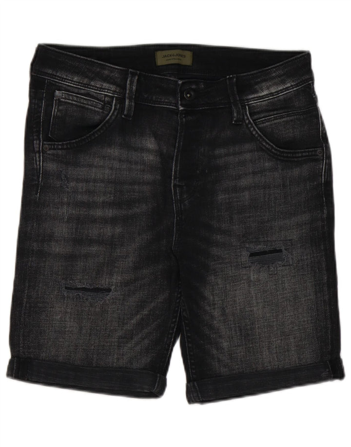 Jack & Jones Mens Shorts De Mezclilla Desgastados Pequeño W29 Negro