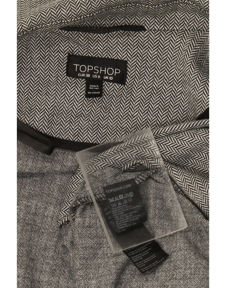 Topshop Abrigo abierto extragrande para mujer UK 10 Small Grey Herringbone
