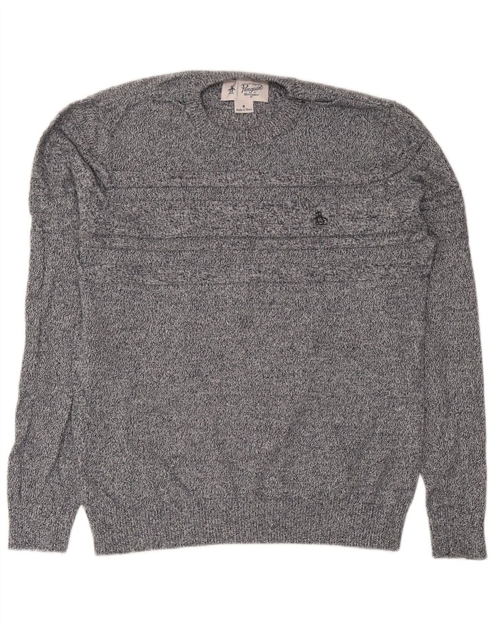Penguin Hombre Jersey De Cuello Redondo Jersey De Algodón Moteado Gris Medio