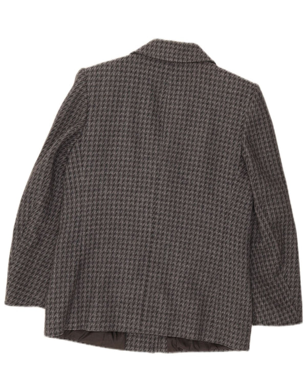 Vintage mujer 2 botones chaqueta blazer IT 43 pata de gallo gris medio