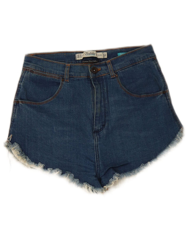 Zara Mujer Trafaluc Denim Pantalones Calientes De Cintura Alta EU 38 Small W28 Azul