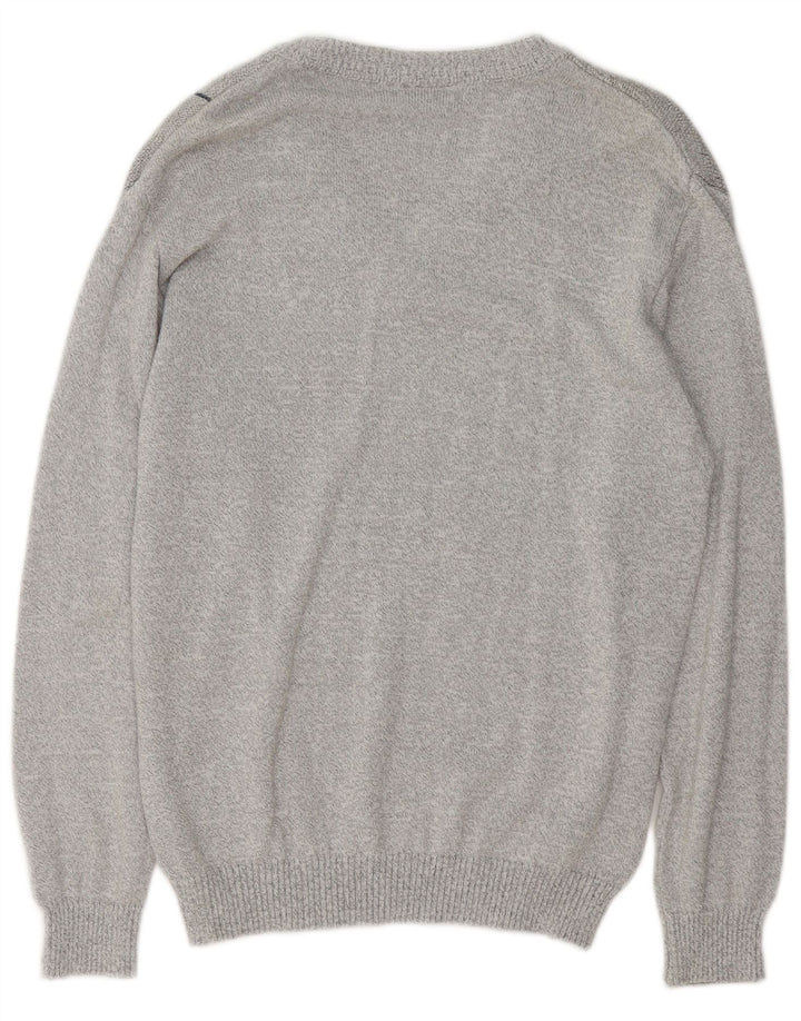 Marc Rene Jersey con Cuello en V para Hombre IT 50 Gris Medio Geométrico