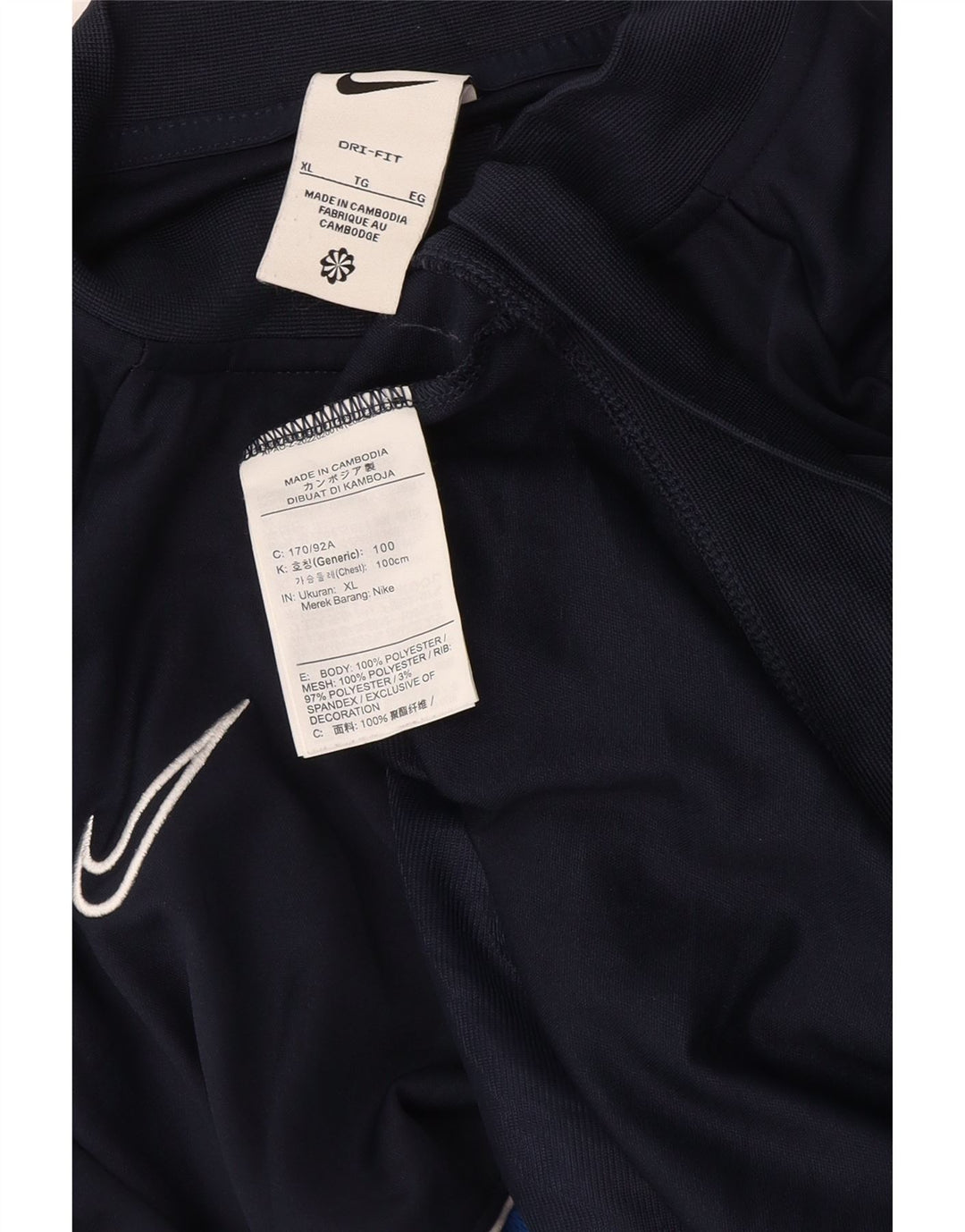 Nike Hombre Dri Fit Chándal Top Chaqueta XL Azul Marino Colorblock Poliéster