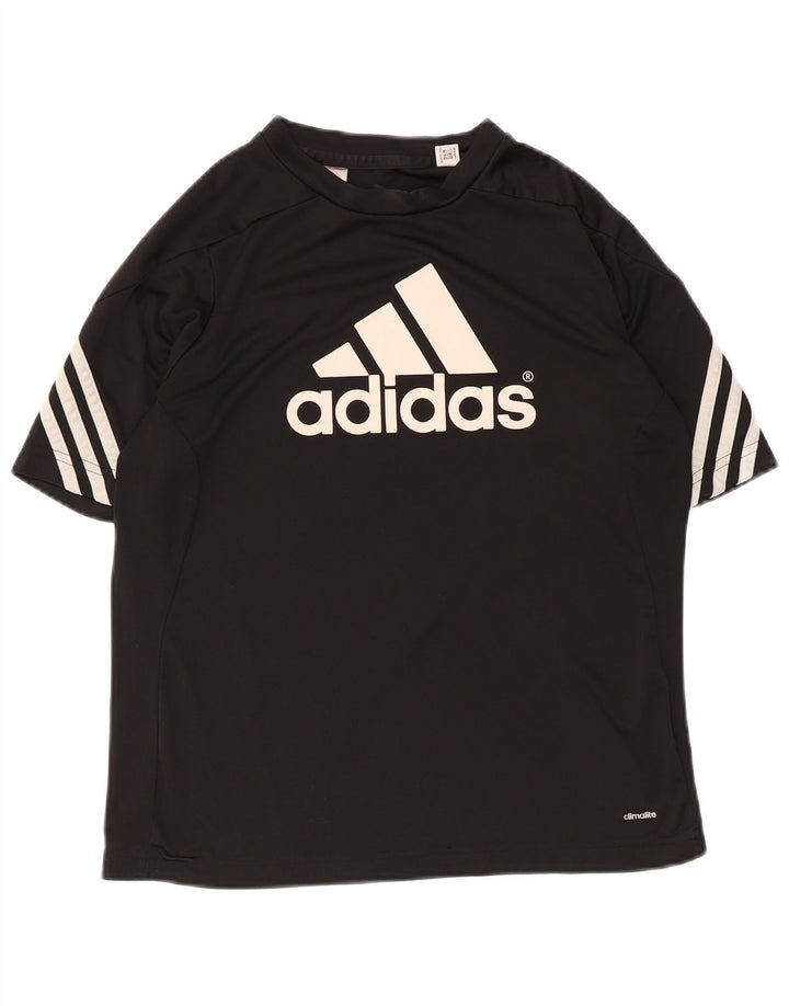 Adidas Mujer Climalite Graphic Camiseta Top UK 12 Mediano Negro Poliéster