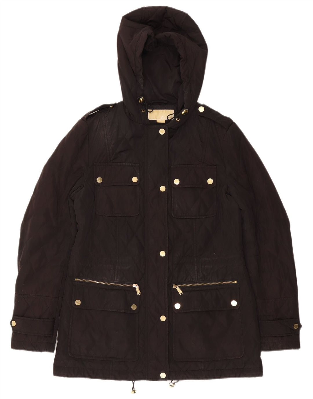 MICHAEL KORS Chaqueta acolchada con capucha y ajuste holgado para mujer UK 10 Small Black