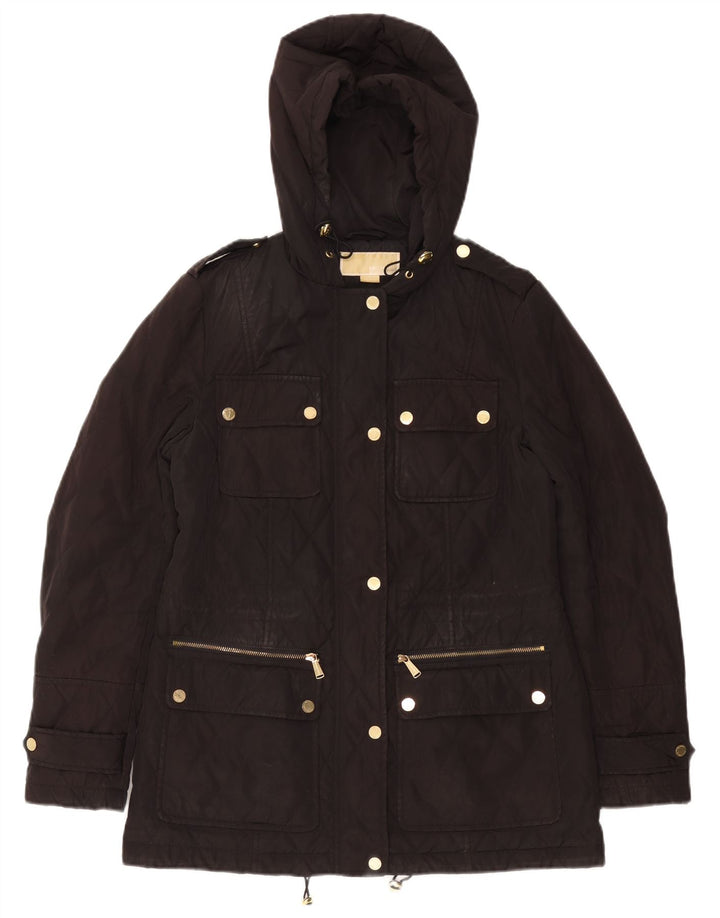 MICHAEL KORS Chaqueta acolchada con capucha y ajuste holgado para mujer UK 10 Small Black