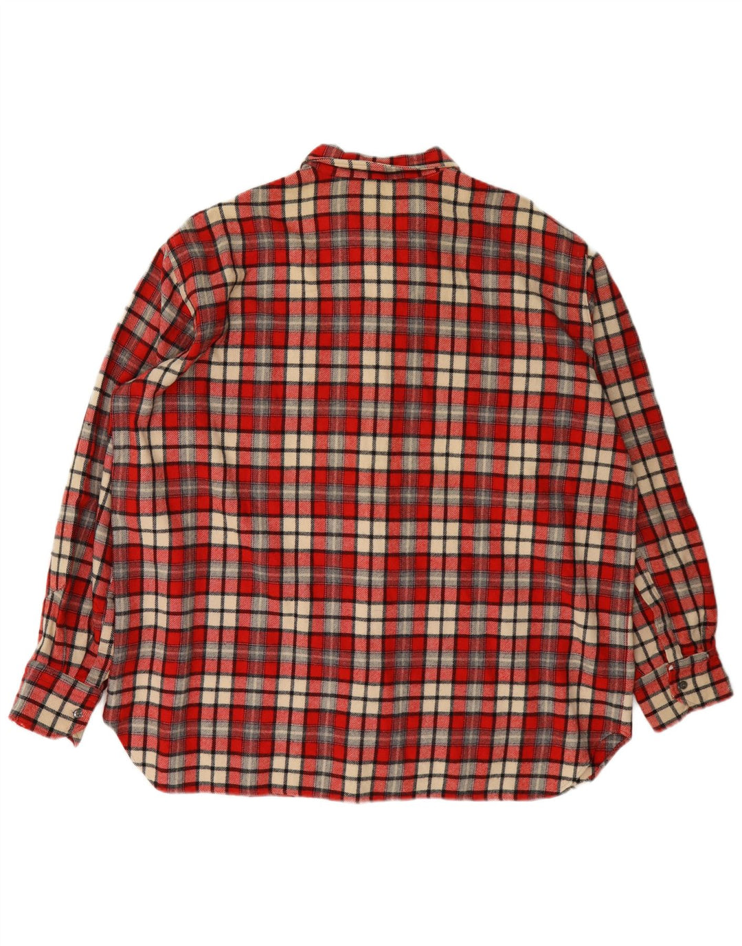 Camisa de franela vintage para hombre XL Lana a cuadros rojos