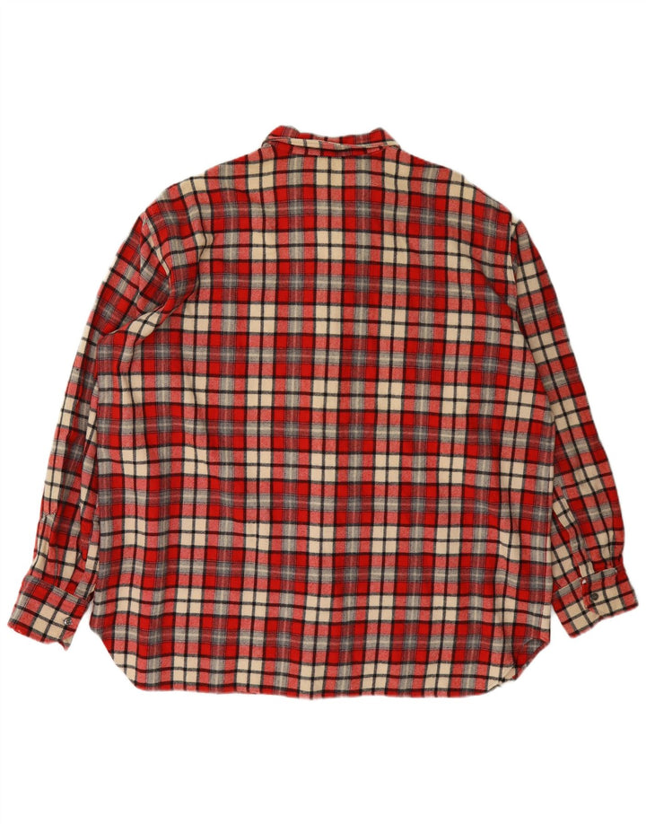 Camisa de franela vintage para hombre XL Lana a cuadros rojos