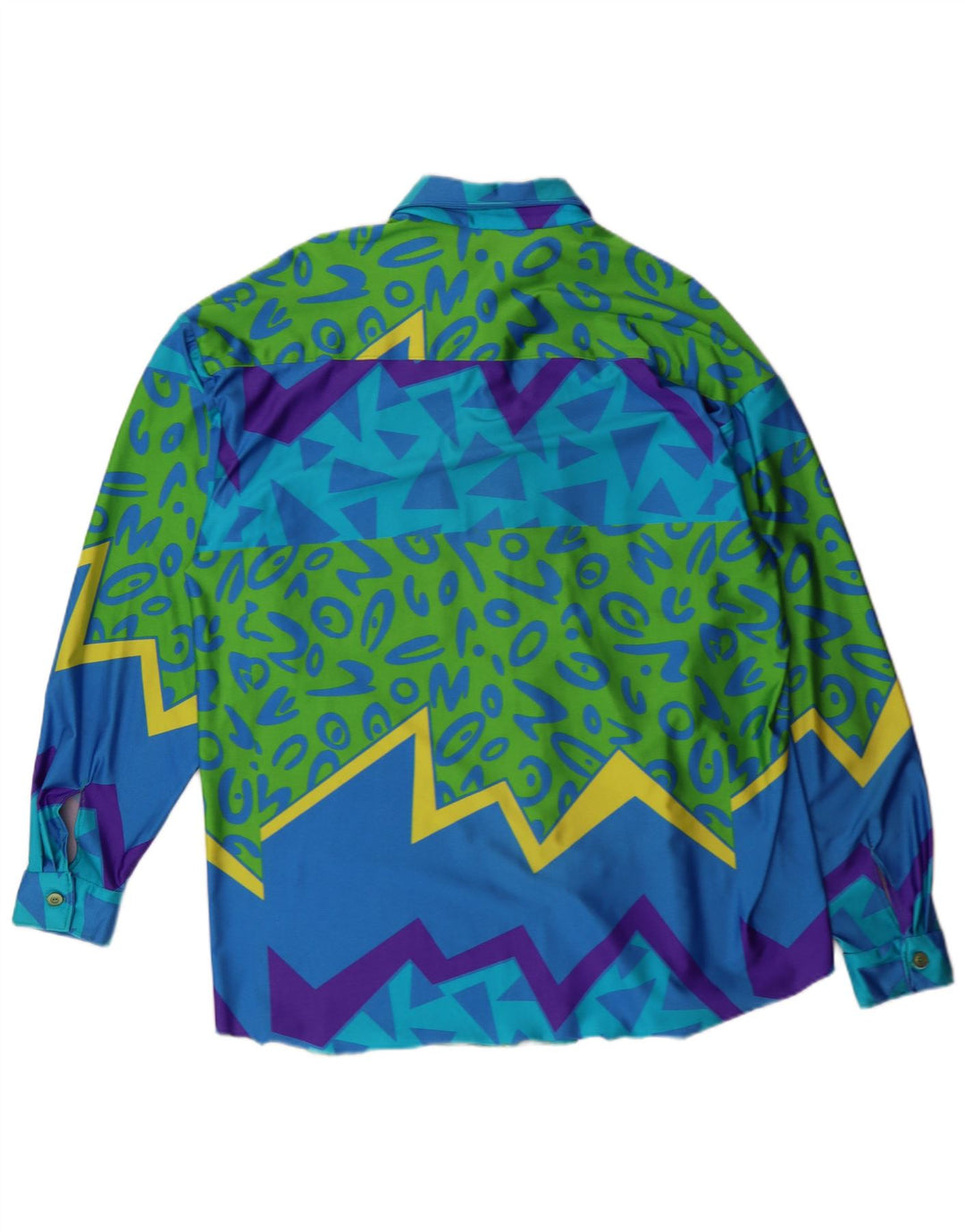 VINTAGE Camisa Hombre XL Azul Geométrico