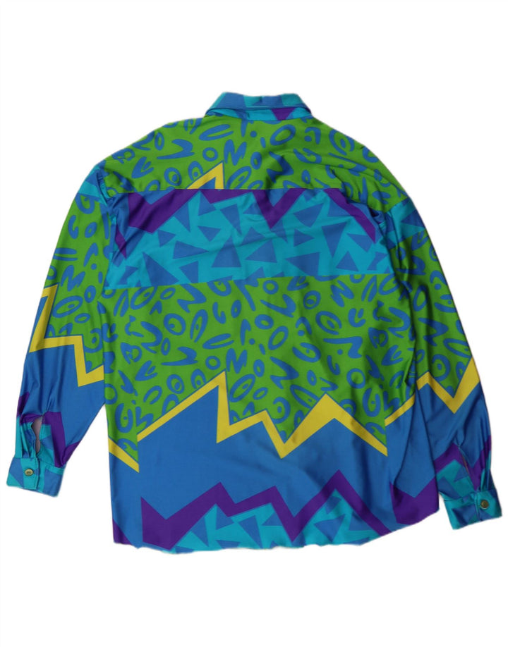 VINTAGE Camisa Hombre XL Azul Geométrico