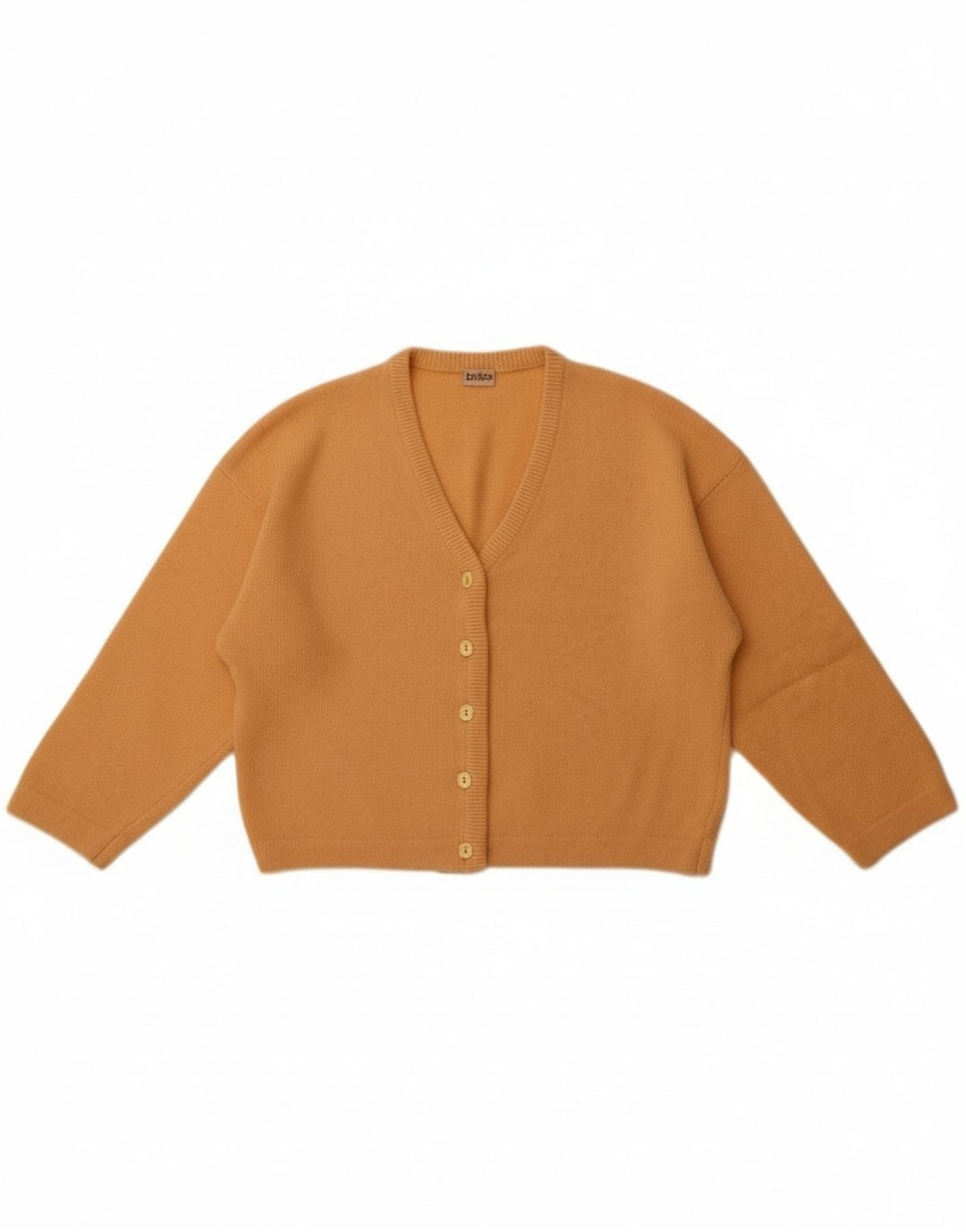Vintage mujer crop cardigan suéter Reino Unido 14 lana naranja mediana