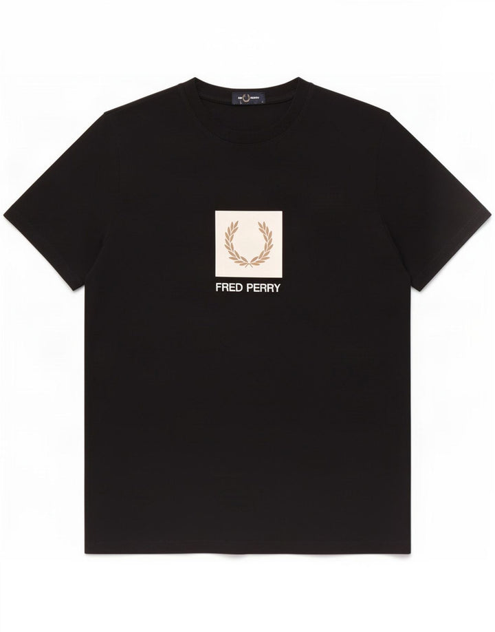 Fred Perry Camiseta Gráfica Para Hombre Top Mediano De Algodón Negro